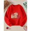 European sizes Kids' Crewneck Sweatshirt - Cute Bear Heart Clock Bottle , Sportswear And Casual Wear, Soft And Comfortable, Children's Clothing
