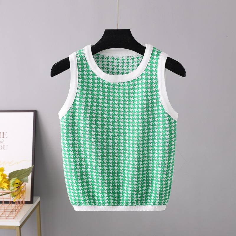 Grundlegende Sommer Ärmelloses Gestricktes Frauen Tank Top Mode Qualität Sexy Ladys Kurze Crop Top