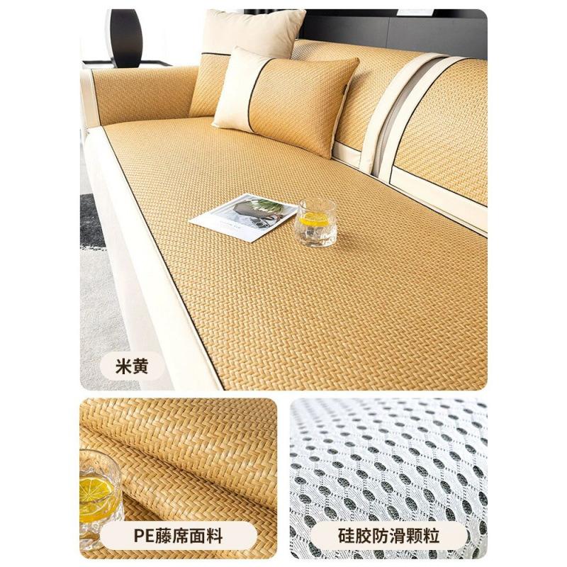 

Rattan Mat Sofa Cushion Summer Mat Cool Cushion Summer Fixed Non-Slip Seat Cushion Leather Sofa Cover Cloth Seat Cushion 70*70cm