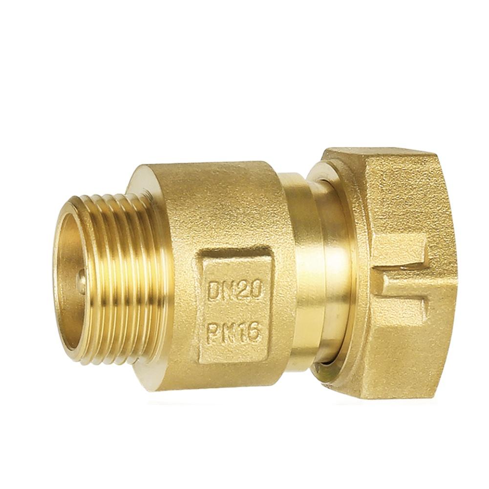 Telescopic Swing Brass Check Valve Way for Water Meter Systems Easy Install Threaded Connector DN15 DN20 DN25 Sizes