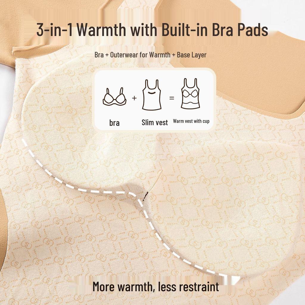 Zelfverwarmend, huidvriendelijk ondergoed met antistatische eigenschappen voor herfst en winter; voorzien van ingebouwde bh-pads.