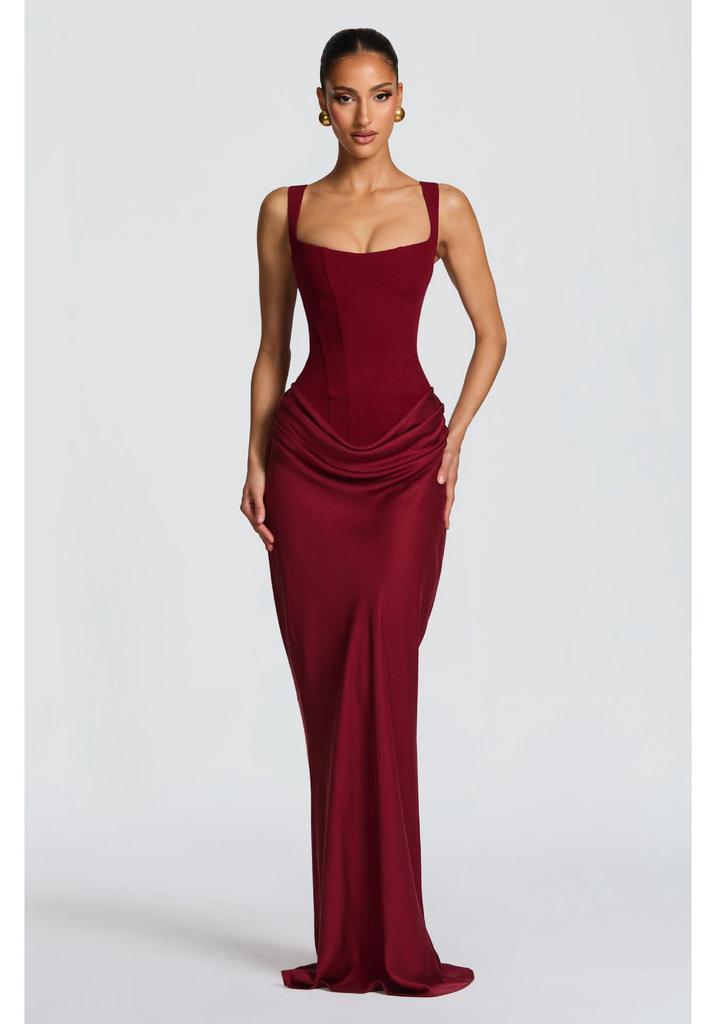 European Spring 2026 Square Neck Sleeveless Slim Fit Ruffle Dress