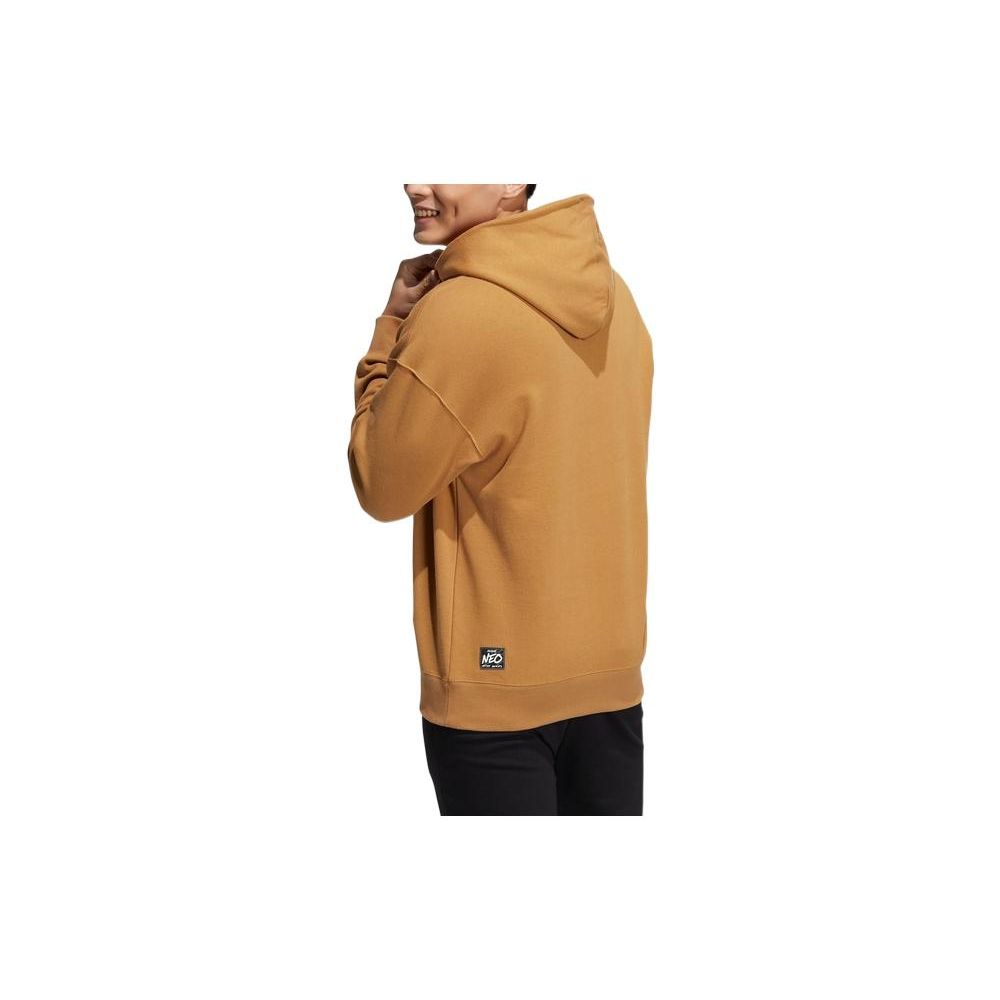 Adidas Neo Solid Print Pattern Hoodie Long Sleeve Sweatshirt Men Tops Brown HG9018