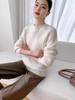 2025 A/W Women's Pure Wool Cable Knit Pullover: Round Neck, Rolled Hem, Seven-Stitch, Thickened Long Sleeve Sweater.