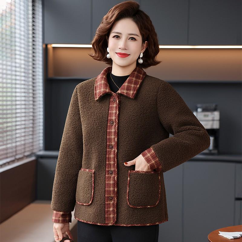 Women's Plaid Patchwork Fleece Lapel Jacket Cardigan – New Spring Arrival