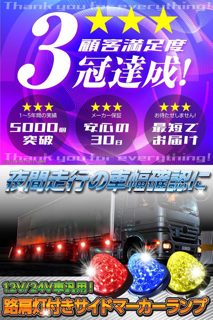 Rikopin Side Marker Lamp with Shoulder Light /24V Clear Lens Bus Marker Track Marker Crystal Lens Diamond Cut (White)