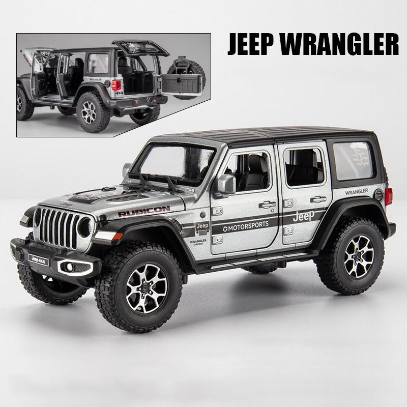 1/22 Jeeps Wrangler Rubicon Alloy Diecasts & Toy Vehicles Metal Toy Car Model Sound and Light Pull Back Collection Kids Toy Gift
