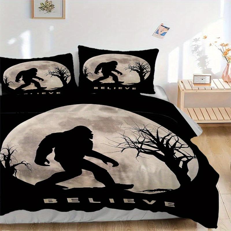 Set di biancheria da letto con 3 pezzi di Bigfoot, Believe, Copripiumino e Federe, Adatto per Camera degli Ospiti Decorazione della Casa Tutte le Stagioni(Nessun inserto) S0819072
