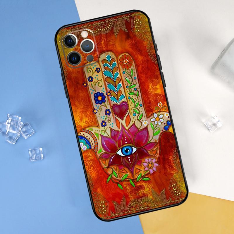 Hamsa Hand of Fatima Case For iPhone 16 15 13 12 11 14 Pro Max Mini Cover For iPhone 16 15 XR X XS Max Plus Phone Case