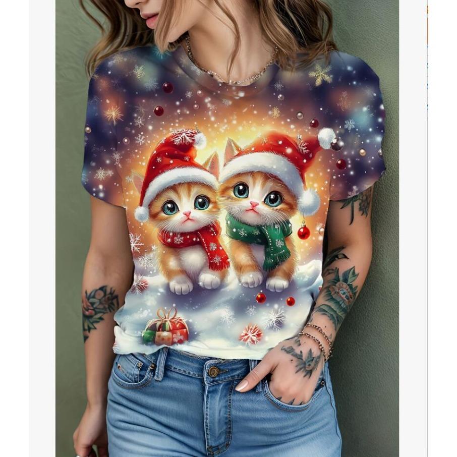 

Мужская уличная спортивная футболка с 3D-принтом кота, свободного кроя, с круглым вырезом и короткими рукавами XL