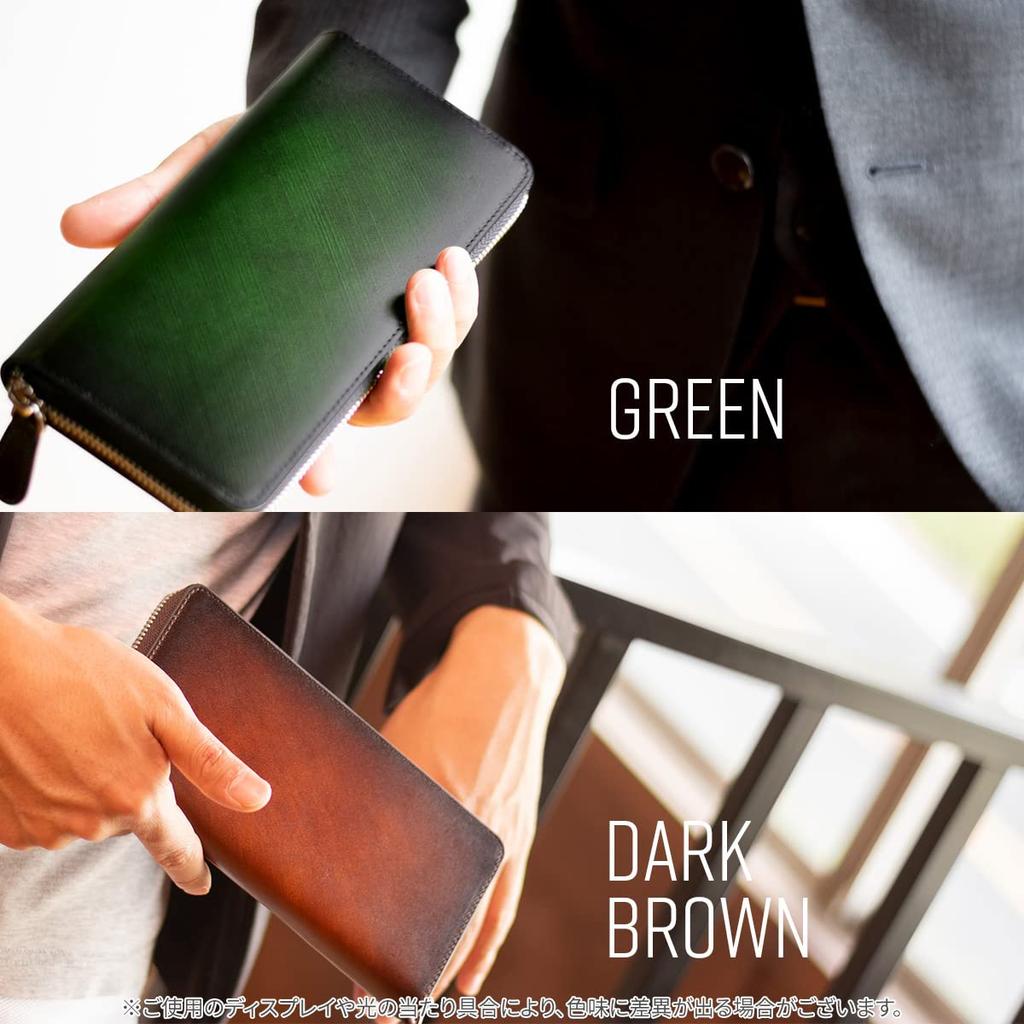 Dom Teporna Italy Long Genuine Large Italian Gradient Round 14 Card Green Men's Wallet, Leather, Green, Capacity, Leather, Zipper, Slots,
