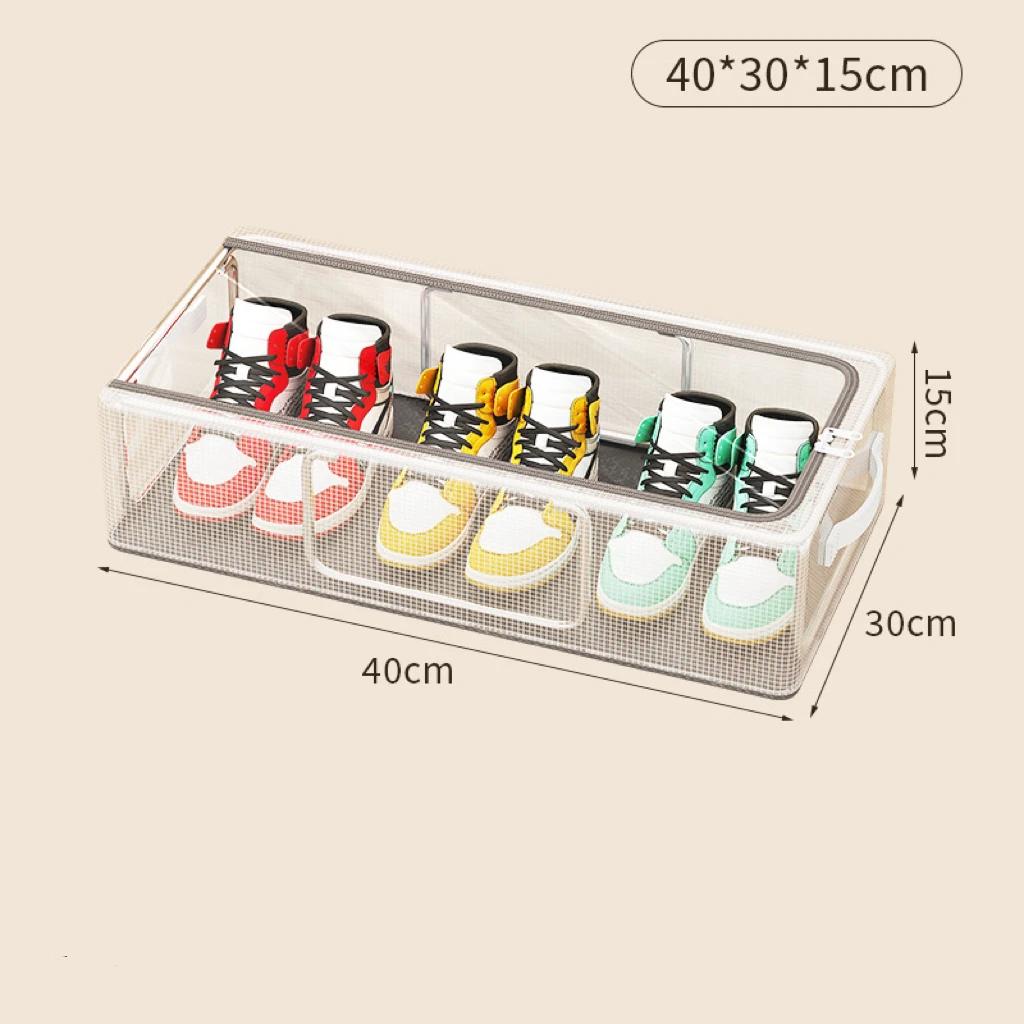 

1 шт. Большая коробка для обуви, складная прозрачная коробка для хранения кроссовок, органайзеры, пыленепроницаемые, экономящие место контейнеры для обуви с застежкой-молнией