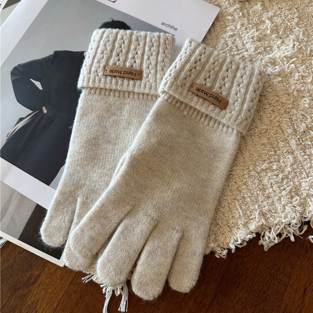 Fashion Winter Warm Gloves Women Korean Touch Screen Gloves Finger Holes Solid Color Thickened Warm and Cold Resistant Glove