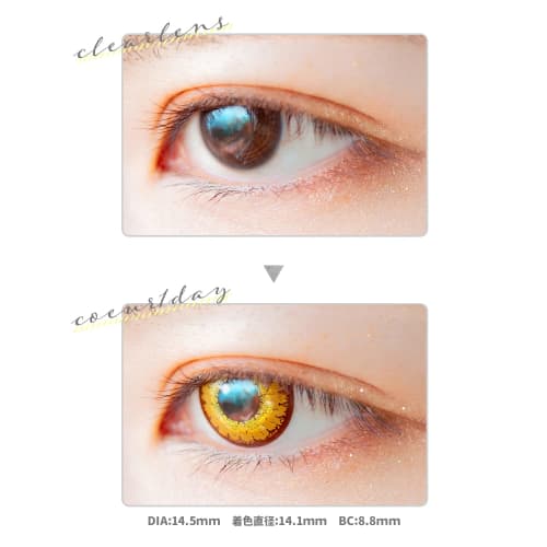 Etia Cool One Day - 23 colors available [6 lenses per box] Jewel-colored 2D color contact lenses in gold, yellow, and caramel gold -8.00