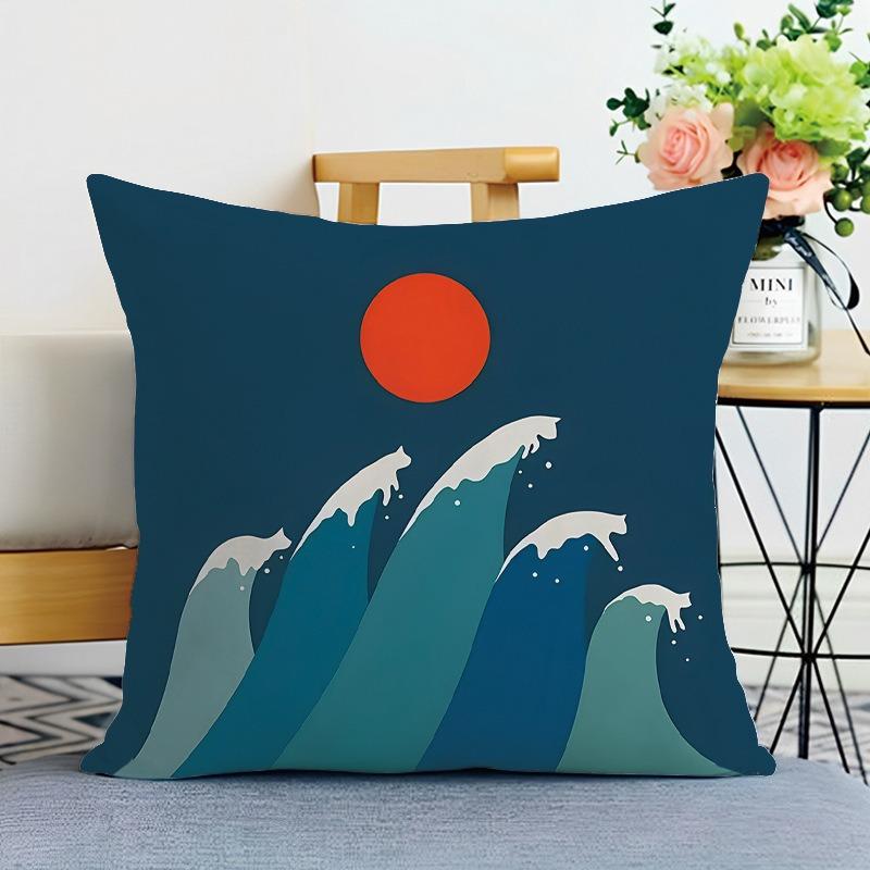Simple Mountain Print Decorative Pillowcase Bedroom Living Room Square Cushion Pillowcase