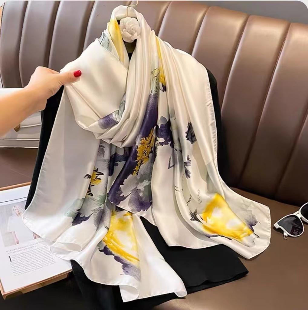 Spring, Summer and Autumn New Simulation Silk Scarf Female Decorative Hobo Shawl Sunscreen Beach Towel