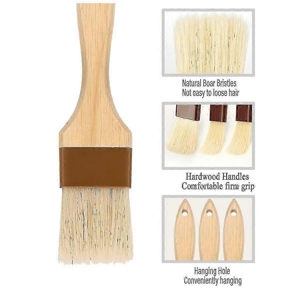 Pastry Brush,Basting Brush for Cooking,Bristle BBQ Brush for Oil & Sauce,Wooden Handle Food Brush for Baking