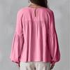 Women's Loose-fitting, Casual, And Sweet Blouse With Ruffled Trim And Puff Sleeves.