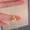Ancient gold crafts Dreamy design double hammer small star necklace fashion brushed light luxury charm collar chain  gift