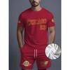 Conjunto de Duas Peças Masculino Tendência com Gola Redonda e Mangas Curtas, Shorts para Lazer de Verão e Férias Confortáveis, Roupa Masculina Esportiva