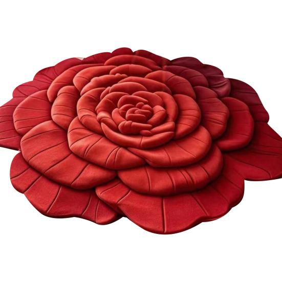 3D Blumen Bodenmatte Rutschfest Saugfähig Badezimmerteppich Realistische Blumenform Bereichsteppich für Schlafzimmer Wohnzimmer Spielzimmer Dekor