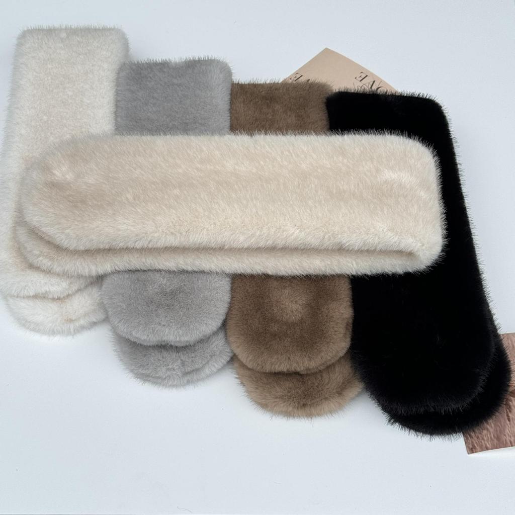 Korean Style Plush Velvet-Grade Imitation Mink Fur Snood with Magnetic Buckle