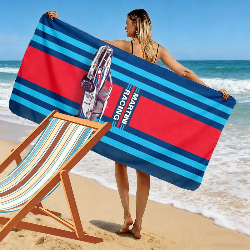 Martini Racing Print Strandtuch, Großes Weiches Schnelltrocknendes Handtuch für Strand Camping Schwimmen