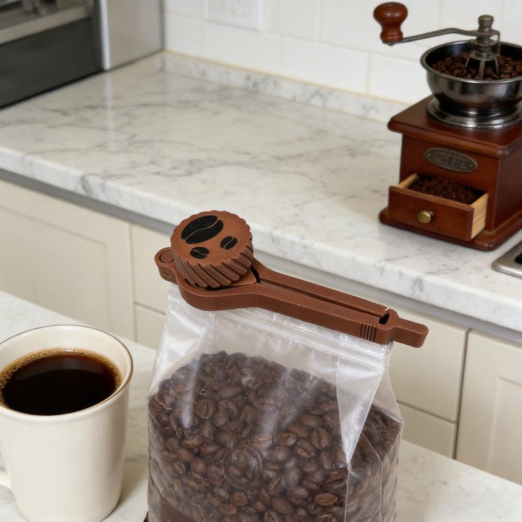 Coffee Bag Clip With Coffee-Themed Design – Reusable Food Bag Sealer For Preserving Coffee, Snacks & Dry Goods Freshness
