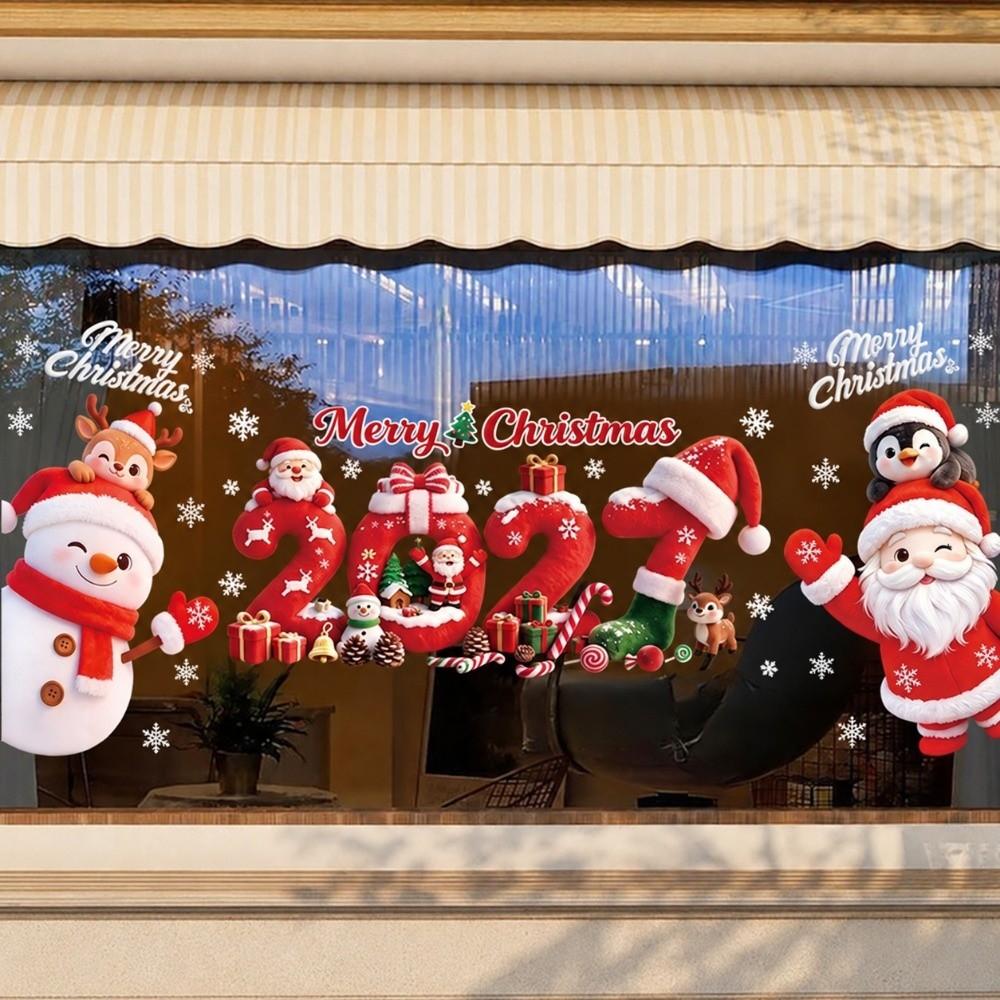 Static Window Clings Cartoon Pattern Holiday Decorations Christmas Stickers Holiday Season