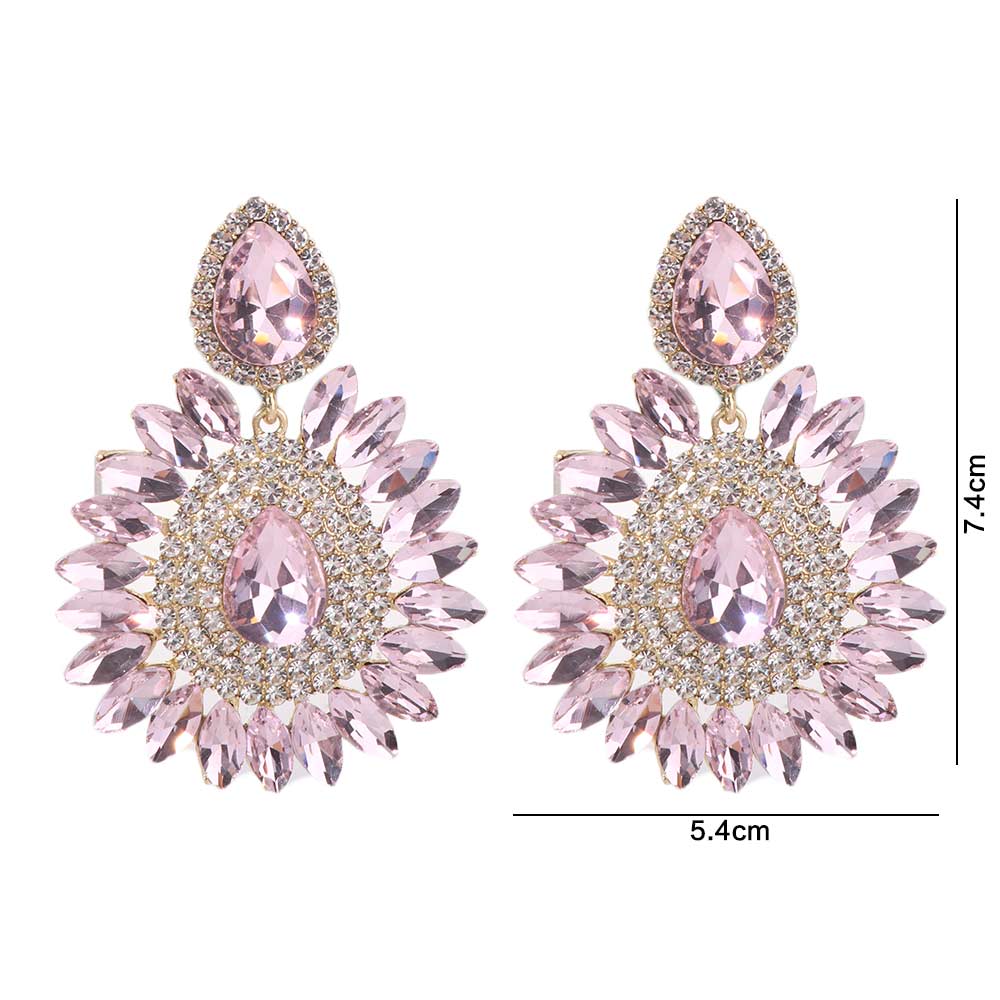 Fashion Luxury Droplet Earrings Crystal Elegant Rhinestone Ear Drop Vintage Shiny Sunflower Earrings for Lady