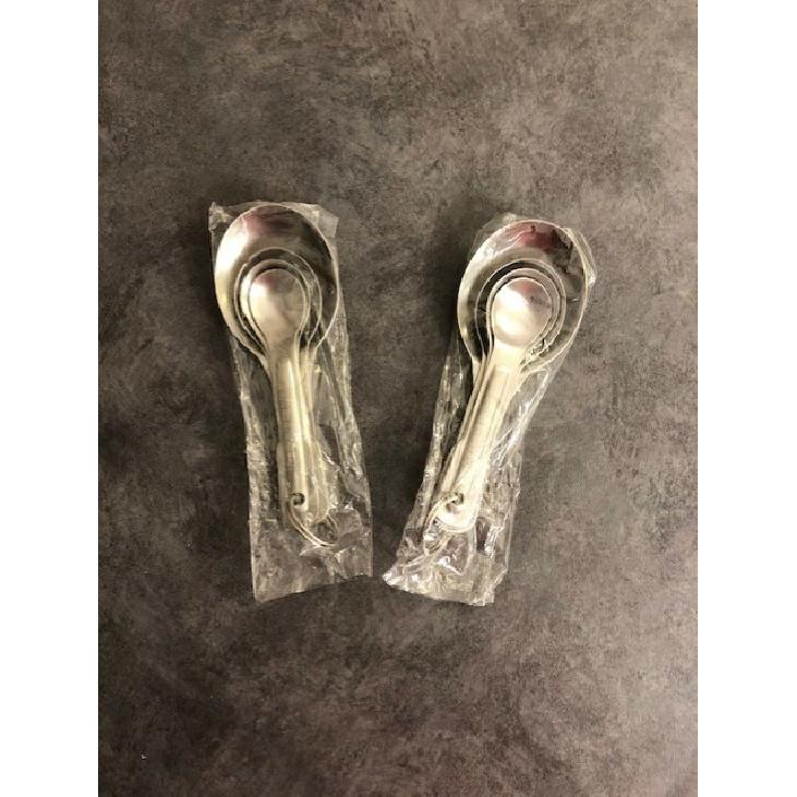 (2 Sets) of Classic 4 Stainless Steel Measuring Spoons 1/4, 1/2, 1 TSP, & 1 TSBP