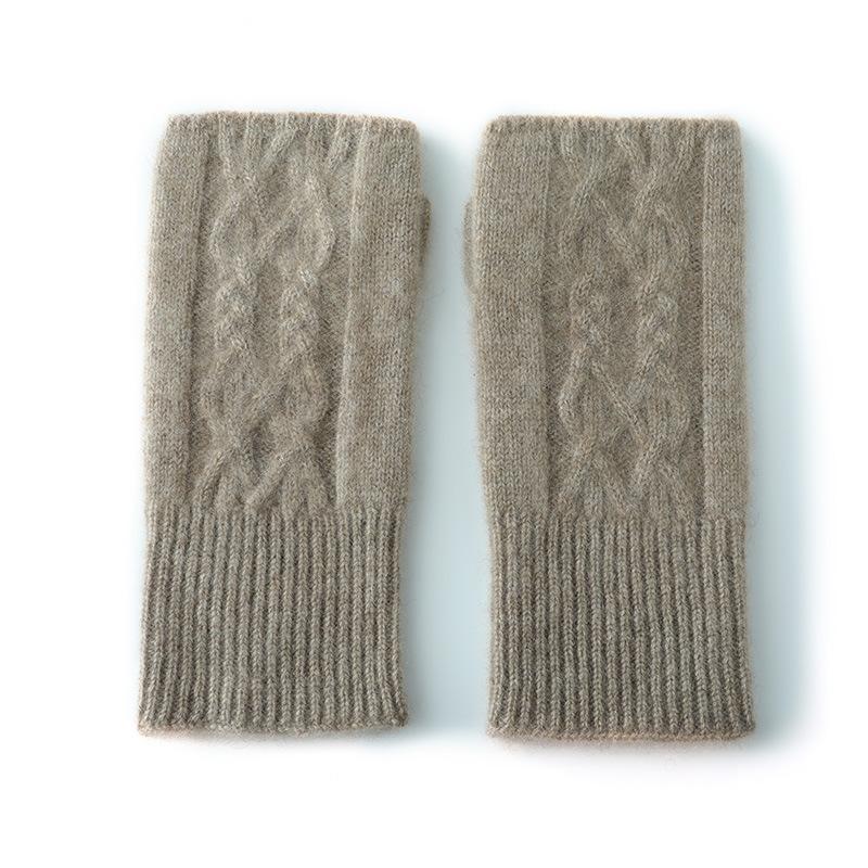 Gloves Cashmere Autumn and Winter New Style Unisex Short Half Finger Windproof and Cold Proof Open Finger Writing and Keeping Warm