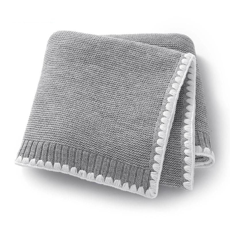 1pc Solid Hue Seamless Knit Infant Blanket 35X28 Inch Year Round Cozy Throw for Toddlers Nursery Stroller Travel Home Decor