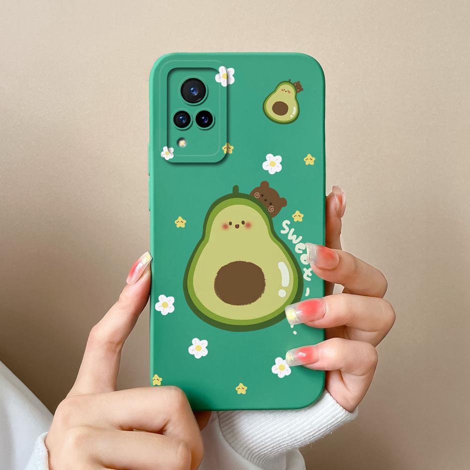 Phone Case For VIVO V21 4G 5G Cute Sweet Girls Cartoons High-quality Liquid Silicone Coque For VIVO V21 4G 5G New Design Funda