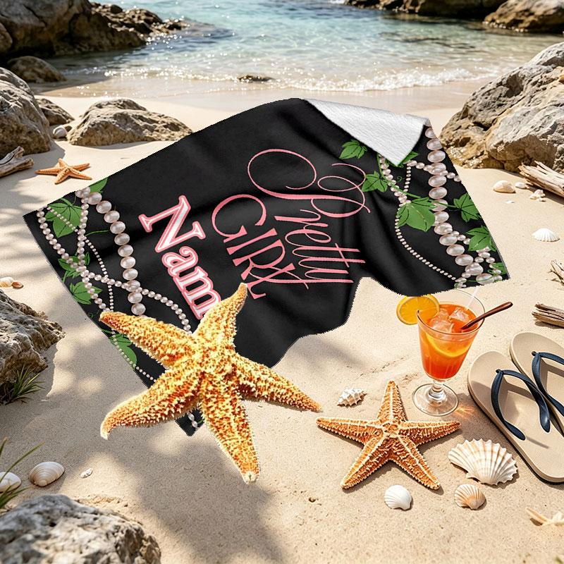 Custom Name Personalized Alpha Kappa Alpha Print Beach Towel, for Trip Camping Beach Party Home Decor, Birthday Gift for Family & Friends