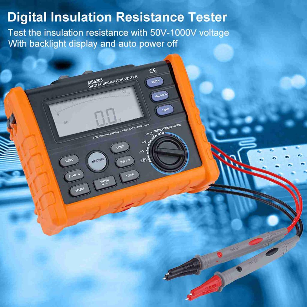 PEAKMETER MS5203 Digital and Analog Display 501000V Insulation Resistance Tester Meter