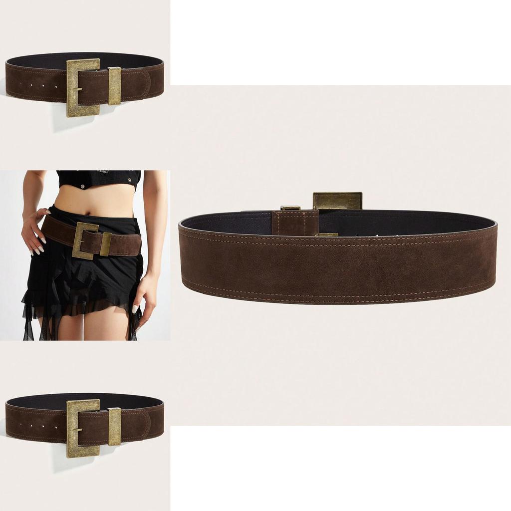 Style Rivet Leather Belt With Alloy Pin Buckle For Casual Outfits And Street Fashion