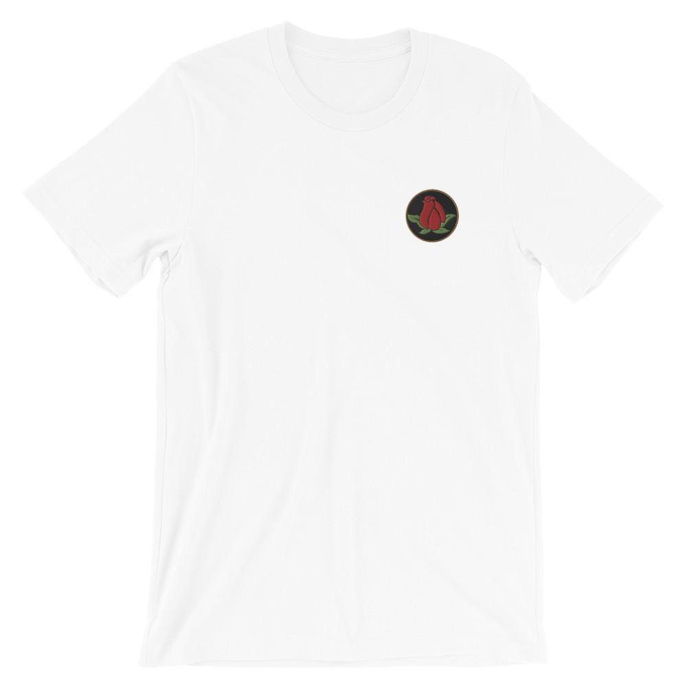 Red Rosebud Embroidered Rose Patch-style Floral Embroidery Unisex T-Shirt S разноцветный