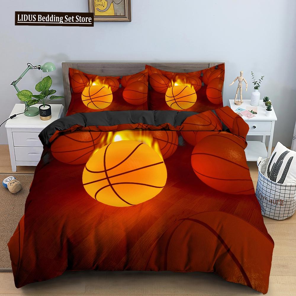 Conjunto de Cama 3D de Basquete Para Menino Amante de Basquete Quarto Capa de Edredom Capas de Colcha Tamanho Twin King Poliéster Capa de Colcha