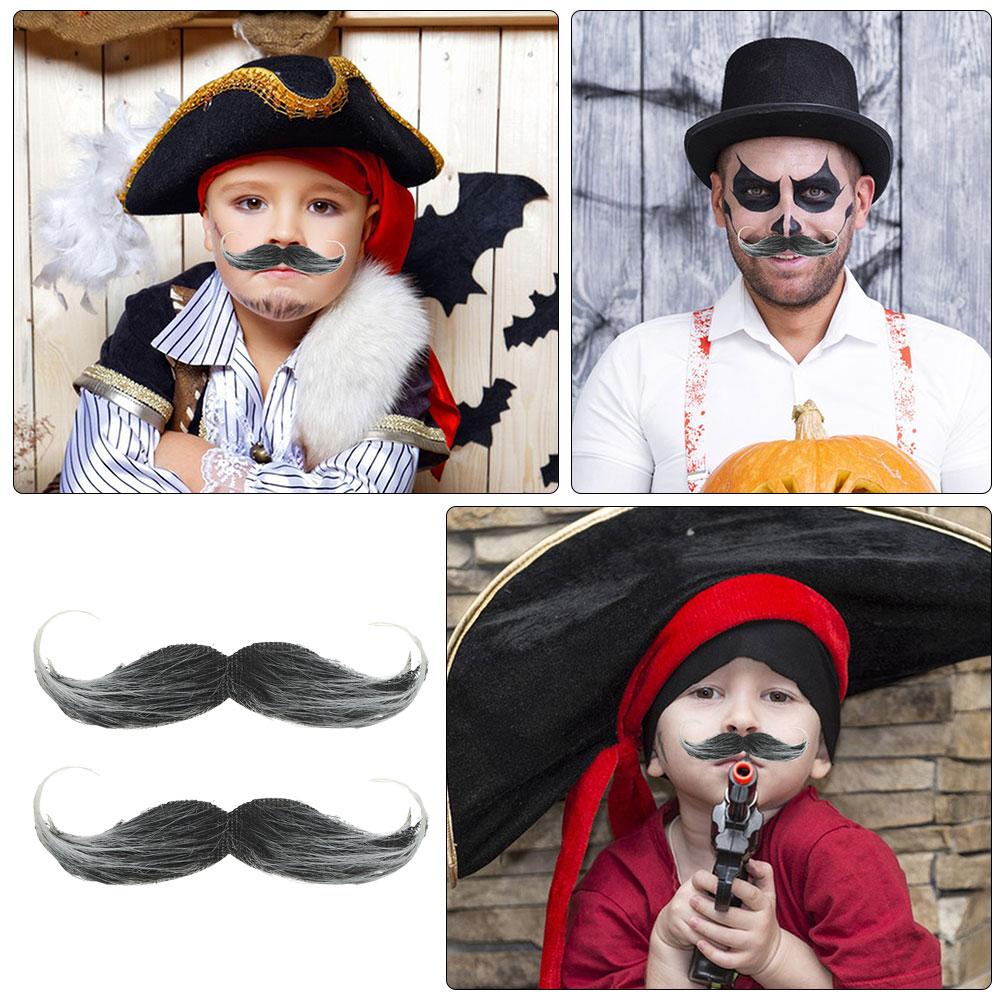 2pcs Fake Beard Moustaches Simulated Realistic Adult Costume Party Halloween Decoration Masquerade Cosplay Accessory Lifelike