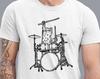 Cute Cat Playing Drums Men T-Shirt Gift, Drummer Shirt Animal Lover Gift Drumming Shirt, Drummer Tee Drum Shirts, Music Gifts Mens Tshirt