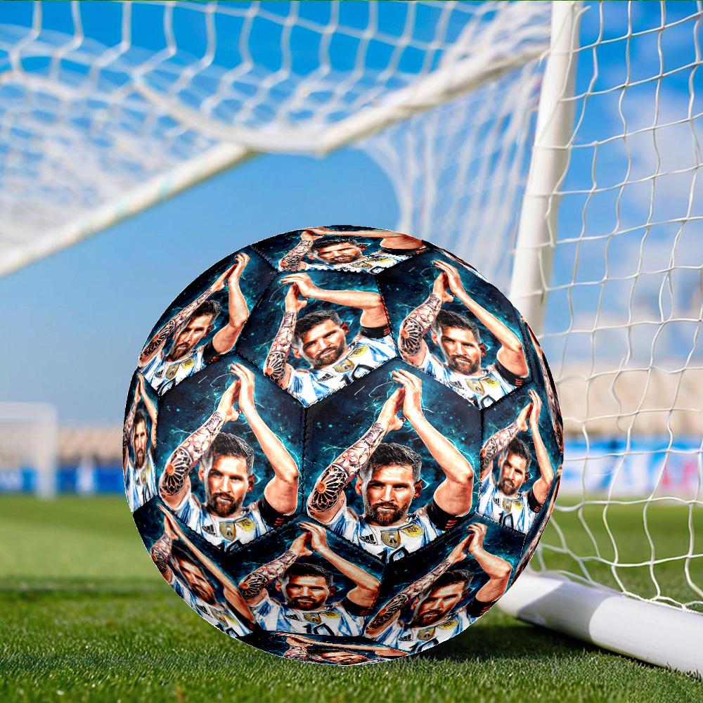 Lionel Messi With World Cup Trophy Size 5 Soccer Balls, Anti-Slip, Protective Football, Outdoor Sport, Practice Games, Birthdays Gift for fan