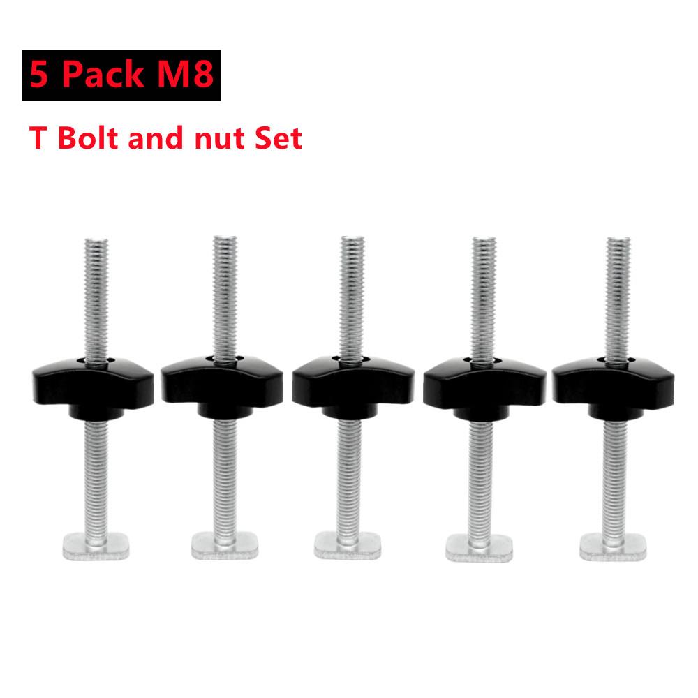 10 Pack T Bolt and Nut Set M8 Woodworking Tool Jigs Screw Slot Fastener and Through Hole Nut Miter Track Bolts Jig W/ Thread