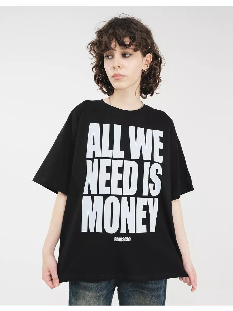 Basic black cotton oversized T-shirt S