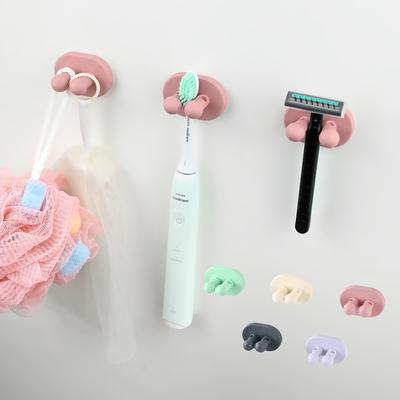 2 Stück Silikon-Zahnbürstenhalter, Multifunktionshaken, Rasierhaken, selbstklebend, Wandmontage, zum Aufhängen von Handtüchern, Schlüsselsteckerkabeln, Allzweck-Dekorationshaken