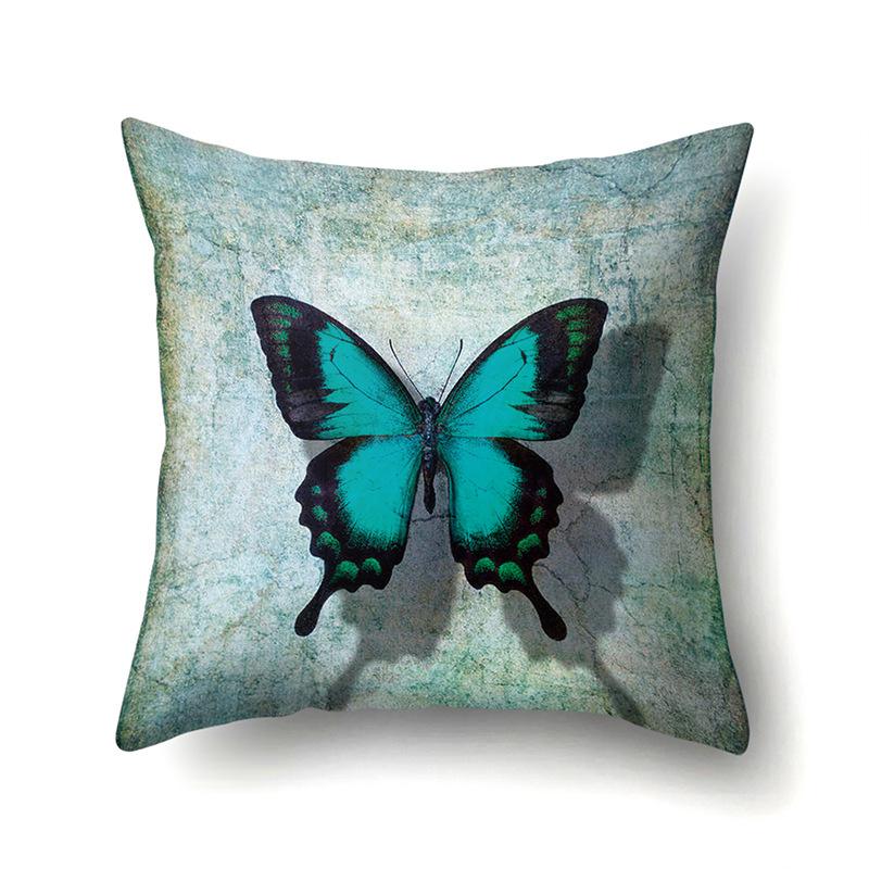 Polyester Pillowcase Butterfly Pattern Pillowcase Car Decoration Home Print Pillowcase Bedside Cushion Cover