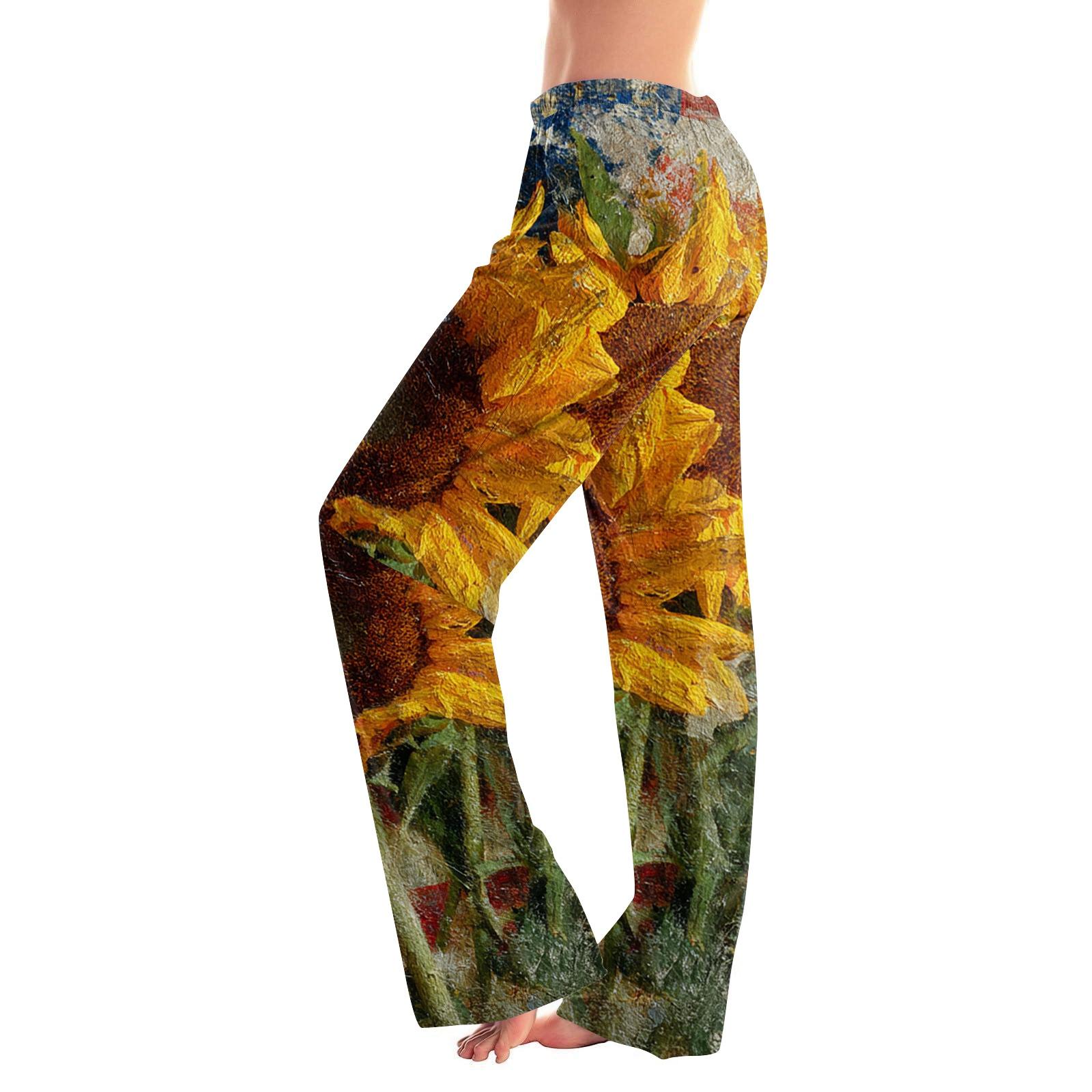 

Women s Casual Fashion Independence Day Printed Loose-fitting Home Pajama Pants XL жовтий