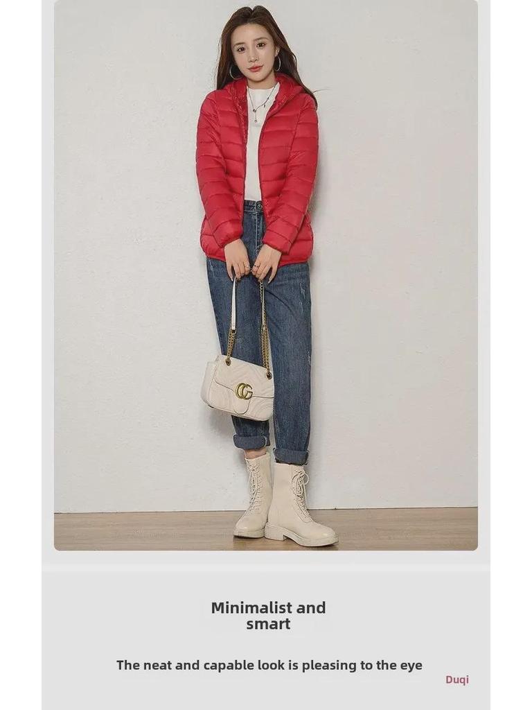 Dámský vypasovaný krátký bavlněný kabát z lehkého prachového peří - Zimní korejský styl, K dispozici velká velikost