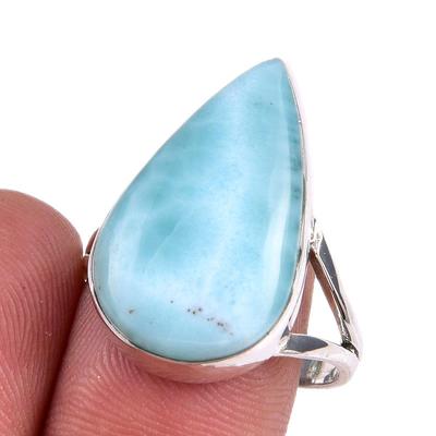 Natural Republic Larimar Edelstein 925 Sterling Silber Geschenkring S.9 g2C12