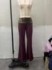 Pantalon de yoga évasé à taille moyenne patchwork imprimé léopard pour femme